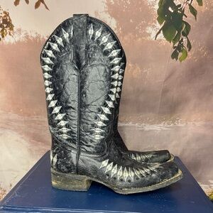 Circle G Black and White Cowboy Boots